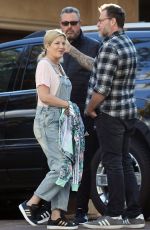 TORI SPELLING in Denim Overalls Out in Calabasas 02*16/2019