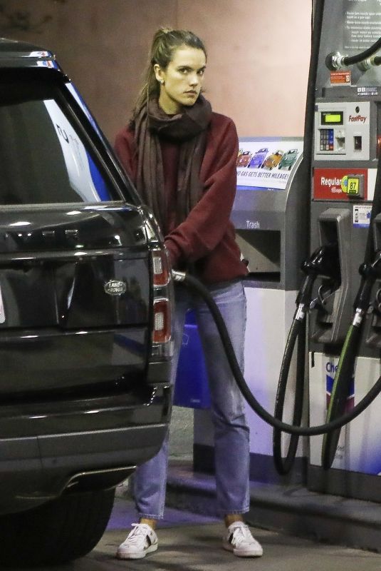 ALESSANDRA AMBROSIO at a Gas Station in Brentwood 03/04/2019