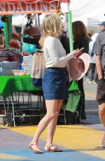 ALI LARTER in Denim Skirt at Farmers Market in Santa Monica 03/27/2019