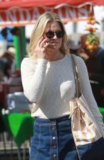 ALI LARTER in Denim Skirt at Farmers Market in Santa Monica 03/27/2019