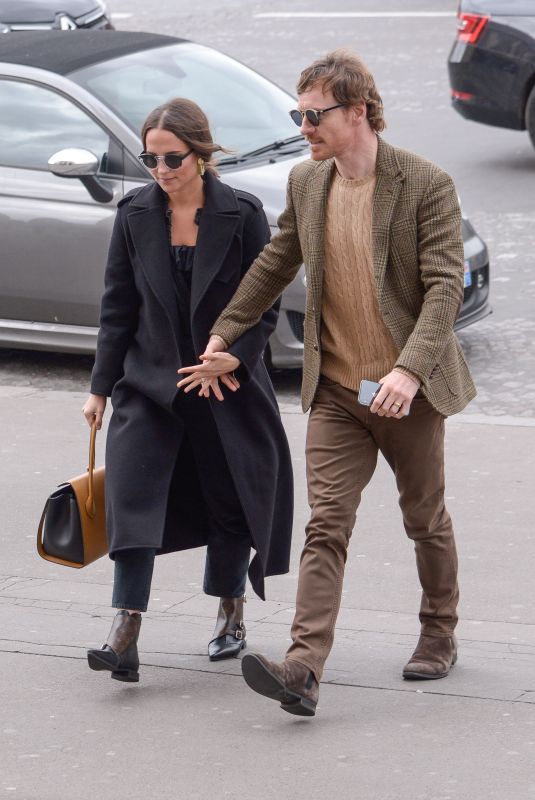 ALICIA VIKENDER and Michael Fassbender at Girafe Restaurant in Paris 03/03/2019