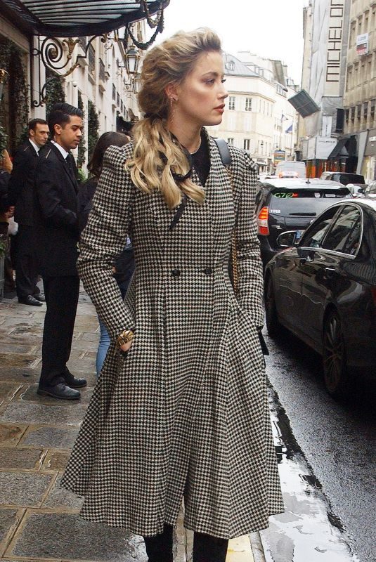 AMBER HEARD Leaves Bristol Hotel in Paris 03/04/2019