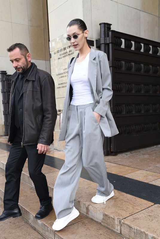 BELLA HADID Leaves Ackermann Fashion Show in Paris 03/02/2019