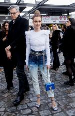 CAROLINE RECEVEUR Arrives at Balmain Fashion Show at PFW in Paris 03/01/2019