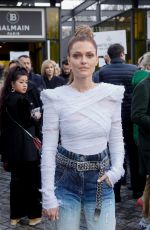 CAROLINE RECEVEUR Arrives at Balmain Fashion Show at PFW in Paris 03/01/2019