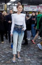 CAROLINE RECEVEUR Arrives at Balmain Fashion Show at PFW in Paris 03/01/2019