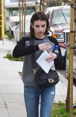 EMMA ROBERTS in Ripped Jeans Out in Los Angeles 02/28/2019
