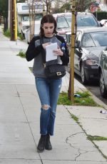 EMMA ROBERTS in Ripped Jeans Out in Los Angeles 02/28/2019