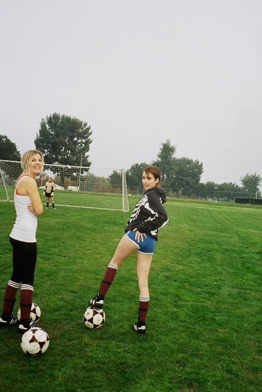 EMMA ROBERTS in Shorts Playing Soccer - Instagram Picture