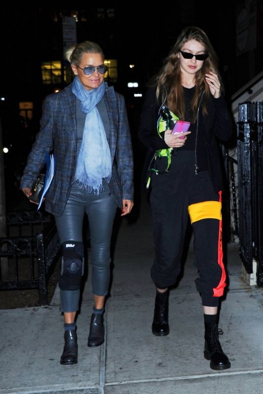 GIGI and YOLANDA HADID Out for Dinner in New York 03/29/2019
