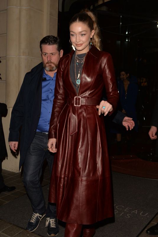 GIGI HADID Arrives at Tommy Hilfiger Fashion Show at PFW in Paris 03/02/2019