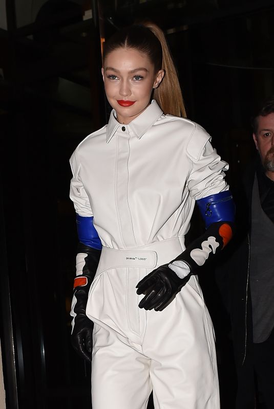 GIGI HADID Heading to Louis Vuitton Party in Paris 03/01/2019