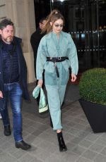 GIGI HADID Leaves Her Hotel in Paris 02/28/2019