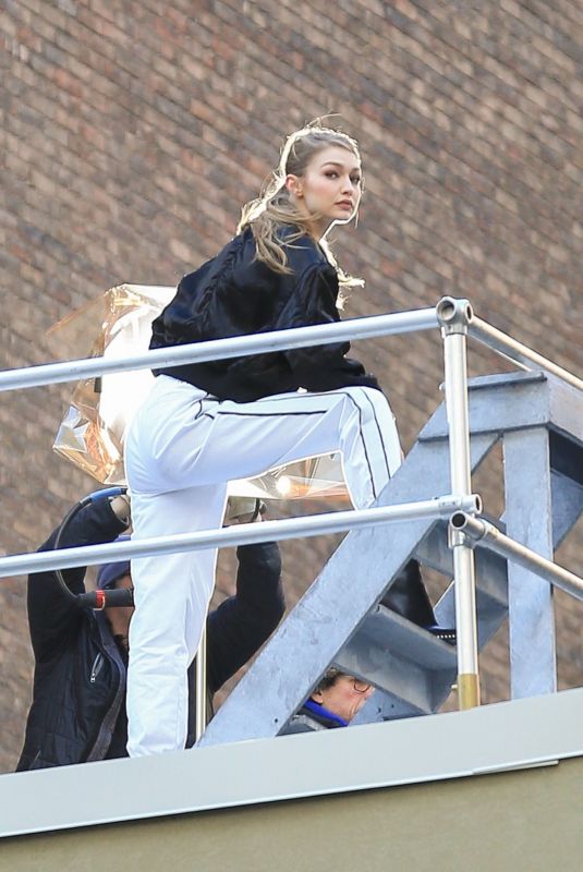 GIGI HADID on the Set of Maybelline Photoshoot in New York 03/07/2019