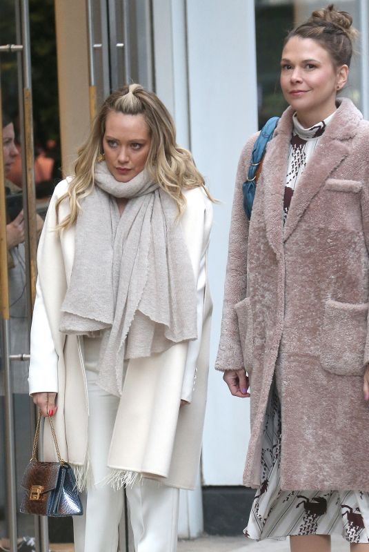 HILARY DUFF and SUTTON FOSTER on the Set of Younger in New York 02/27/2019