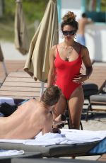 JESSICA LEDON in Swimsuit on the Beach in Miami 03/21/2019