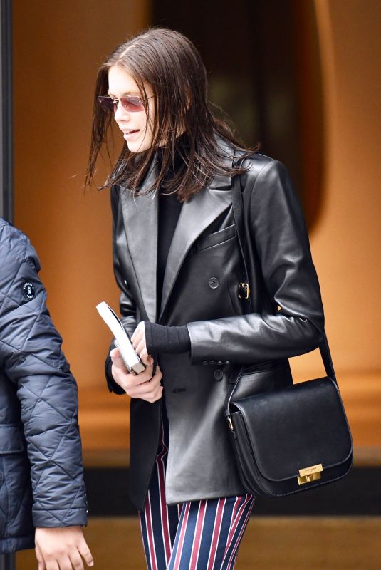 KAIA GERBER Heading to Givenchy Fitting in Paris 03/03/2019