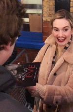 LILY JAMES Leaves Noel Coward Theatre in London 03/14/2019