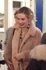 LILY JAMES Leaves Noel Coward Theatre in London 03/14/2019