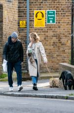 LILY JAMES Out with Her Dog in London 03/09/2019
