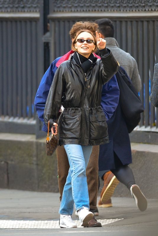 LILY-ROSE DEPP in a Leather Jackets Out in New York 03/08/2019
