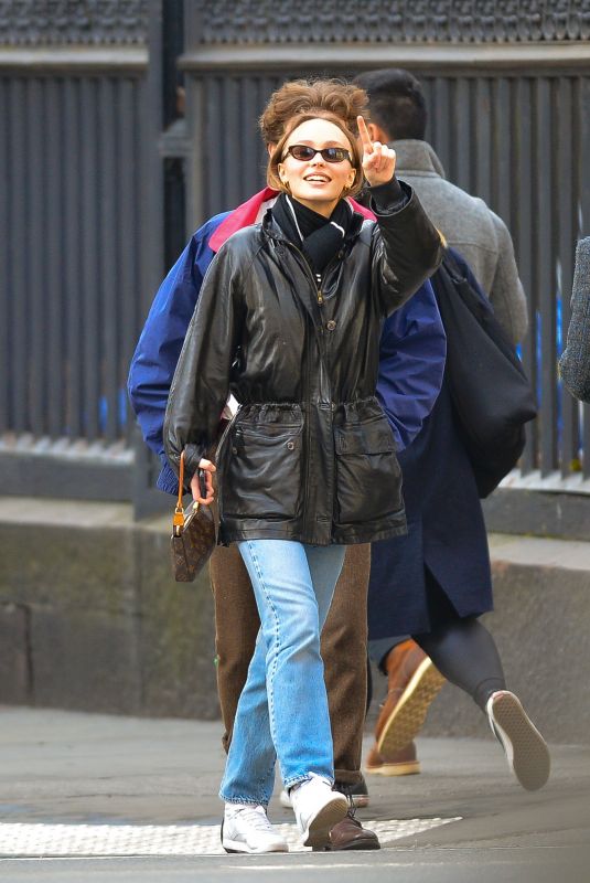 LILY-ROSE DEPP in a Leather Jackets Out in New York 03/08/2019