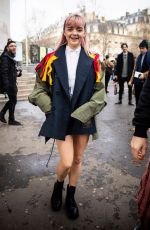 MAISIE WILLIAMS Arrives at Sacai Show at Paris Fashion Week 03/04/2019