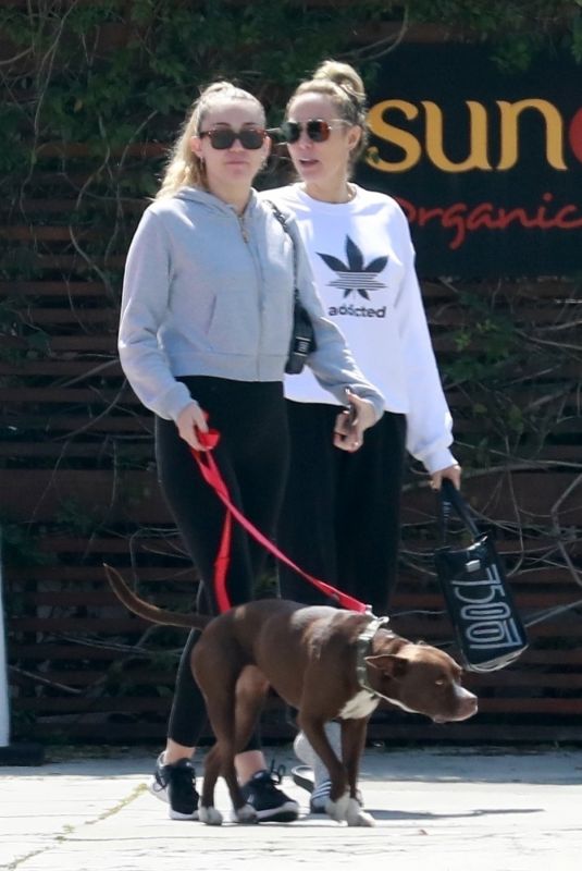 MILEY CYRUS Out with Her Dog in Studio City 03/22/2019