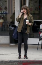 MILLA JOVOVICH Out for Coffee in Los Angeles 03/19/2019