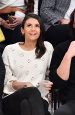 NINA DOBREV and Grant Mellon at a Basketball Game in Los Angeles 03/26/2019