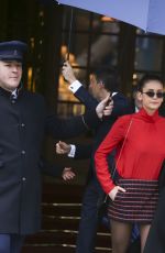 NINA DOBREV in Short Skirt Leaves Her Hotel in Paris 03/04/2019