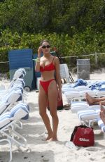 OLIVIA CULPO in a Red Bikini at a Beach in Miami 03/28/2019