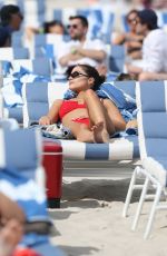 OLIVIA CULPO in a Red Bikini at a Beach in Miami 03/28/2019