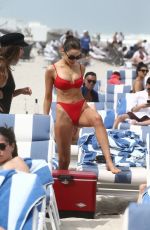 OLIVIA CULPO in a Red Bikini at a Beach in Miami 03/28/2019