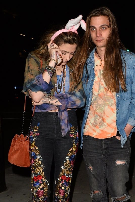 PARIS JACSKON and Gabriel Glenn Arrives at Bunny Ears Podcast with Macaulay Culkin in Los Angeles 03/19/2019