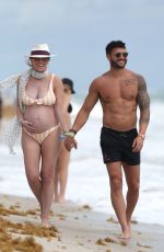 Pregnant CHLOE MELAS in Bikini at a Beach in Miami 03/08/2019