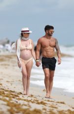 Pregnant CHLOE MELAS in Bikini at a Beach in Miami 03/08/2019