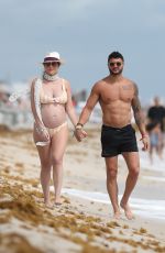 Pregnant CHLOE MELAS in Bikini at a Beach in Miami 03/08/2019
