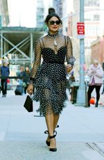 PRIYANKA CHOPRA in a Polka Dot Dress Out in New York 03/19/2019