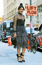 PRIYANKA CHOPRA in a Polka Dot Dress Out in New York 03/19/2019