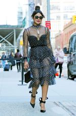 PRIYANKA CHOPRA in a Polka Dot Dress Out in New York 03/19/2019