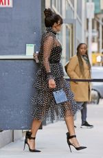 PRIYANKA CHOPRA in a Polka Dot Dress Out in New York 03/19/2019