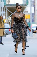 PRIYANKA CHOPRA in a Polka Dot Dress Out in New York 03/19/2019