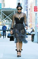 PRIYANKA CHOPRA in a Polka Dot Dress Out in New York 03/19/2019