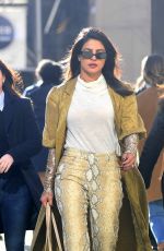 PRIYANKA CHOPRA in Snakeskin Pants and Gold Coat Out in New York 03/19/2019
