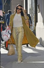 PRIYANKA CHOPRA in Snakeskin Pants and Gold Coat Out in New York 03/19/2019