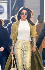 PRIYANKA CHOPRA in Snakeskin Pants and Gold Coat Out in New York 03/19/2019