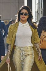 PRIYANKA CHOPRA in Snakeskin Pants and Gold Coat Out in New York 03/19/2019