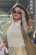 PRIYANKA CHOPRA in Snakeskin Pants and Gold Coat Out in New York 03/19/2019