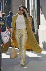 PRIYANKA CHOPRA in Snakeskin Pants and Gold Coat Out in New York 03/19/2019